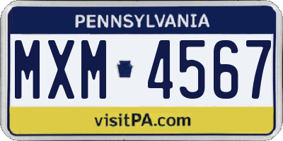 PA license plate MXM4567