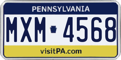 PA license plate MXM4568