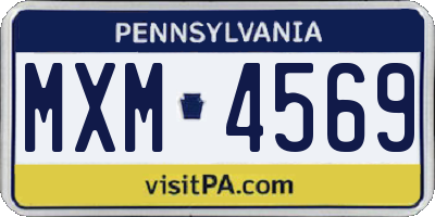 PA license plate MXM4569