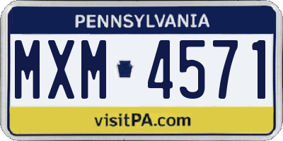 PA license plate MXM4571