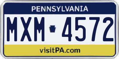 PA license plate MXM4572