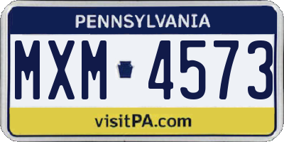 PA license plate MXM4573