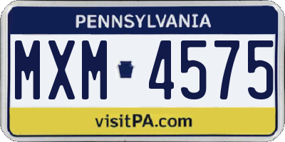 PA license plate MXM4575