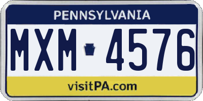 PA license plate MXM4576