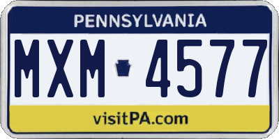 PA license plate MXM4577