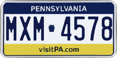PA license plate MXM4578