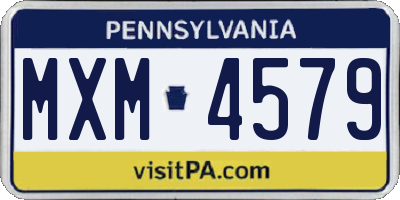 PA license plate MXM4579