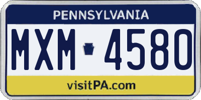 PA license plate MXM4580