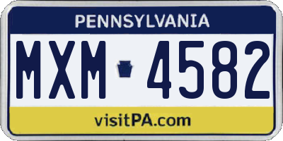 PA license plate MXM4582