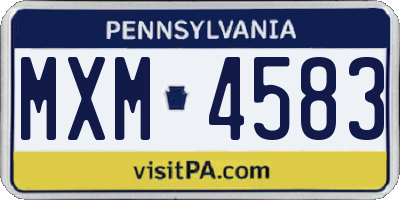 PA license plate MXM4583