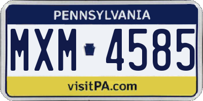 PA license plate MXM4585