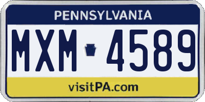 PA license plate MXM4589