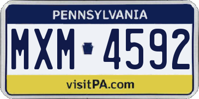 PA license plate MXM4592