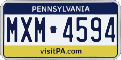 PA license plate MXM4594