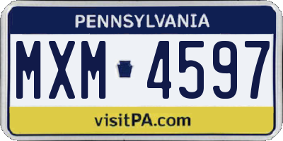 PA license plate MXM4597