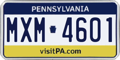 PA license plate MXM4601