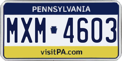 PA license plate MXM4603