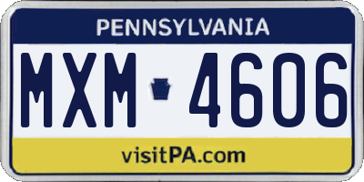 PA license plate MXM4606