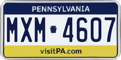 PA license plate MXM4607