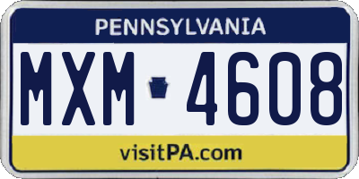 PA license plate MXM4608