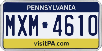 PA license plate MXM4610