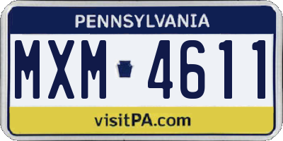 PA license plate MXM4611