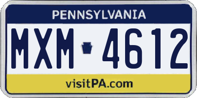 PA license plate MXM4612