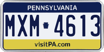 PA license plate MXM4613