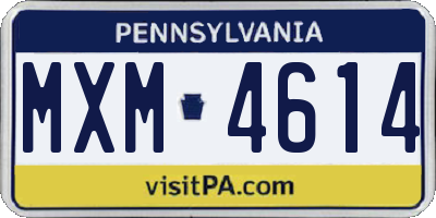 PA license plate MXM4614