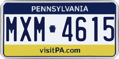 PA license plate MXM4615