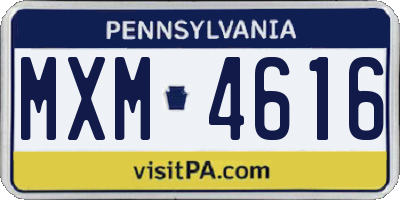 PA license plate MXM4616
