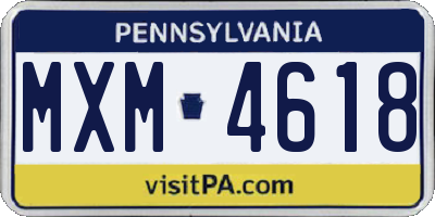 PA license plate MXM4618
