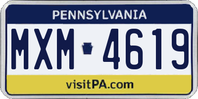 PA license plate MXM4619