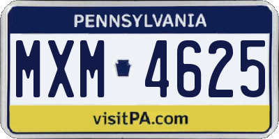 PA license plate MXM4625