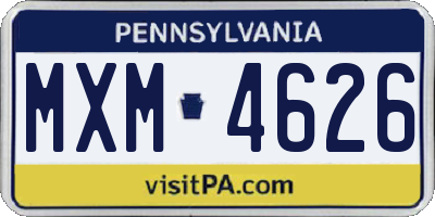 PA license plate MXM4626
