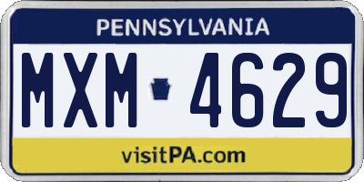 PA license plate MXM4629