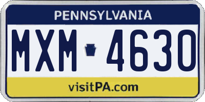 PA license plate MXM4630