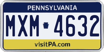 PA license plate MXM4632