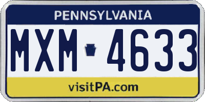 PA license plate MXM4633