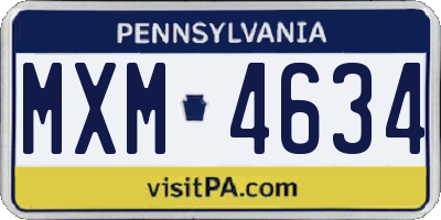 PA license plate MXM4634