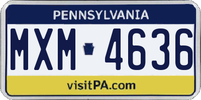 PA license plate MXM4636