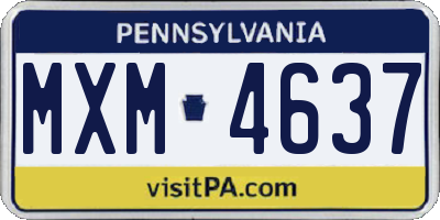 PA license plate MXM4637