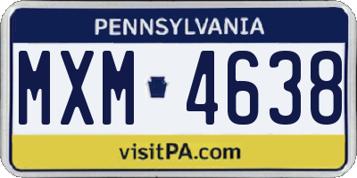 PA license plate MXM4638