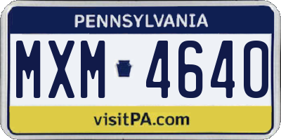 PA license plate MXM4640