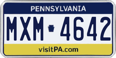 PA license plate MXM4642