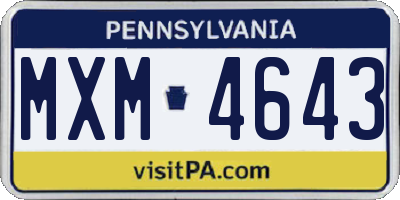 PA license plate MXM4643