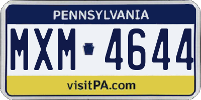 PA license plate MXM4644