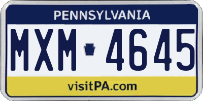 PA license plate MXM4645