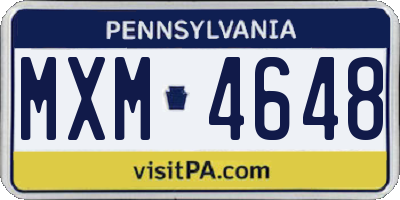 PA license plate MXM4648