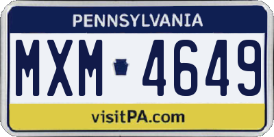 PA license plate MXM4649